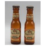 S: VINTAGE GLASS FORT PITT BEER S&P SET