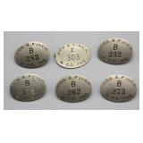 S: 6 C1915 JOS. S. FINCH & CO (DISTILLERY) BADGES