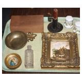 NS: VINTAGE LOT W/ HIRES BOTTLE, CANDLE HOLDER &
