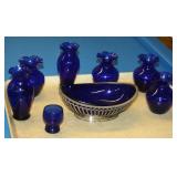 NS: LOT OF COBALT BLUE GLASSWARE
