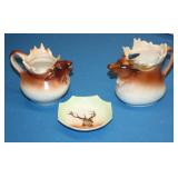 NS: LOT W/ MOOSE CUPS & SMALL ELK DISH