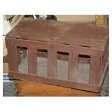 NS: ANTIQUE WOODEN CRATE - RED