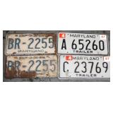 S: 4 LICENSE PLATES: 4 MARYLAND PLATES