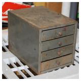NS: SMALL STEEL 4 DRAWER W/ DRILL BITS & HARDWARE