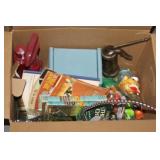 NS: BOX LOT W/ OIL CAN, BOOKS, RECIPE BOX