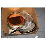 NS: BOX LOT ASST. HAMMERED ALUMINUM TRAYS & MORE