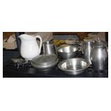 NS: VINTAGE PEWTER & IRONSTONE PITCHER