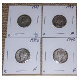 S: 4 MERCURY DIMES: 1937 38 39-D 40