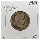 S: 1909 F BARBER QUARTER