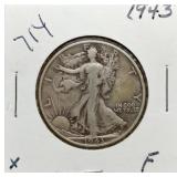 S: 1943 F WALKING LIBERTY HALF