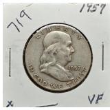S: 1957 VF FRANKLIN HALF
