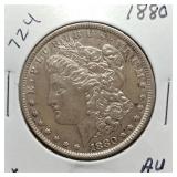 S: 1880 AU MORGAN DOLLAR
