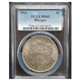 S: 1921 PCGS MS63 MORGAN DOLLAR