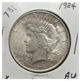 S: 1924 AU PEACE DOLLAR