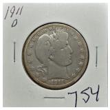 S: 1911-D BARBER HALF