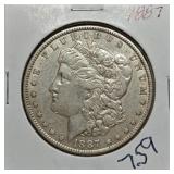 S: 1887 XF45 MORGAN DOLLAR