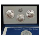 S: SET OF (3) 1983 US MINT OLYMPIC SILVER DOLLARS