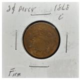 S: 1868 G TWO CENT PIECE