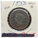 S: 1852 VG+ LARGE CENT