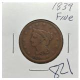 S: 1839 F LARGE CENT