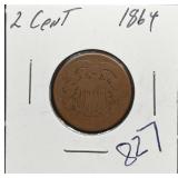 S: 1864 TWO CENT PIECE
