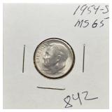 S: 1954-S MS65 ROOSEVELT DIME