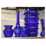 NS: COBALT BLUE GLASS VASE LOT