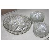 NS: VINTAGE CLEAR GLASS BOWL SET - EXC. COND.