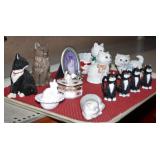 NS: LOT OF CAT FIGURINES & NAPKIN RINGS