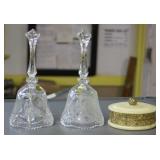 NS: 2 CRYSTAL BELLS & ALABASTER DRESSER BOX
