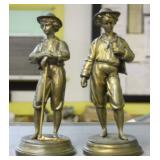 NS: PAIR OF ANTIQUE 10" CAST METAL STATUES