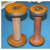 S: TWO 10" ANTIQUE WOODEN SPOOLS