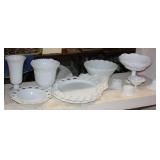 NS: ENTIRE SHELF FULL OF MILK GLASS