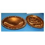 NS: 2 SILVER ON COPPER SERVING PIECES - FEDERAL &