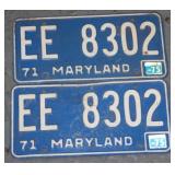 S: 1971 SET OF MARYLAND LICENSE PLATES