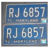 S: 1971 SET OF MARYLAND LICENSE PLATES