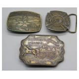 S: 3 VINTAGE FIRE DEPARTMENT BELT BUCKLES