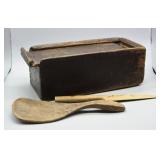 S: PRIMITIVE ANTIQUE UTENSILS & WOOD BOX