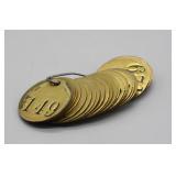 S: RING OF OLD BRASS TOOL CRIB TAGS