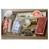 NS: TRAY LOT W/ GLASSES & CLAMP