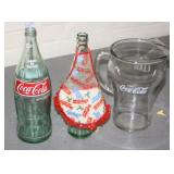NS: COCA-COLA PITCHER, BOTTLE "APRON" & 2