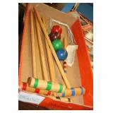 NS: CHILD SIZE VTG WOODEN CROQUET SET