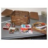 NS: CONVERTED PICNIC BASKET FULL OF BUTTONS &