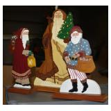 NS: (3) LINDA BOWERS WOODEN SANTA CLAUS FIGURES