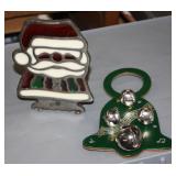 S: SANTA CANDLE HOLDER & SLEIGH BELL DOOR HANGER