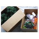 NS: 2 SMALL TREES & BOX OF ASST. CHRISTMAS