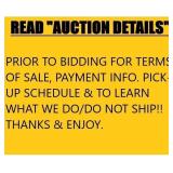 READ AUCTION DETAILS PRIOR TO BIDDING!!!!