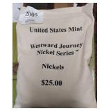 S: $25 US MINT BAG OF 2005 OCEAN IN VIEW NICKELS