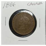 S: 1886 CANADIAN LARGE CENT VF30