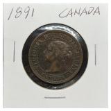 S: 1891 CANADIAN LARGE CENT VF30